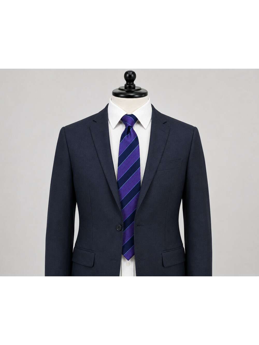 Tasso Elba Purple and Navy Striped Silk Tie - Formal Men's